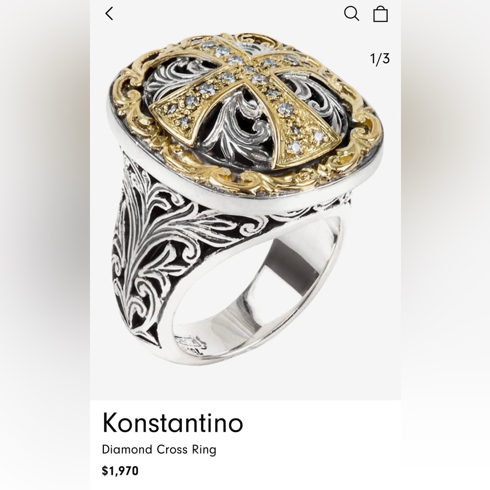 Woman’s KONSTANTINO 18K YELLOW GOLD & 925 SS MALTESE CROSS RING SIZE 7